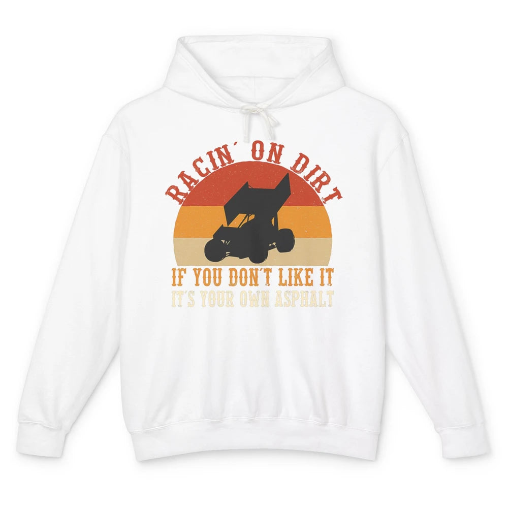 Racing On Dirt Truck Sprint Car Retro Race Track Vintage Unisex Lightweight Hoodie