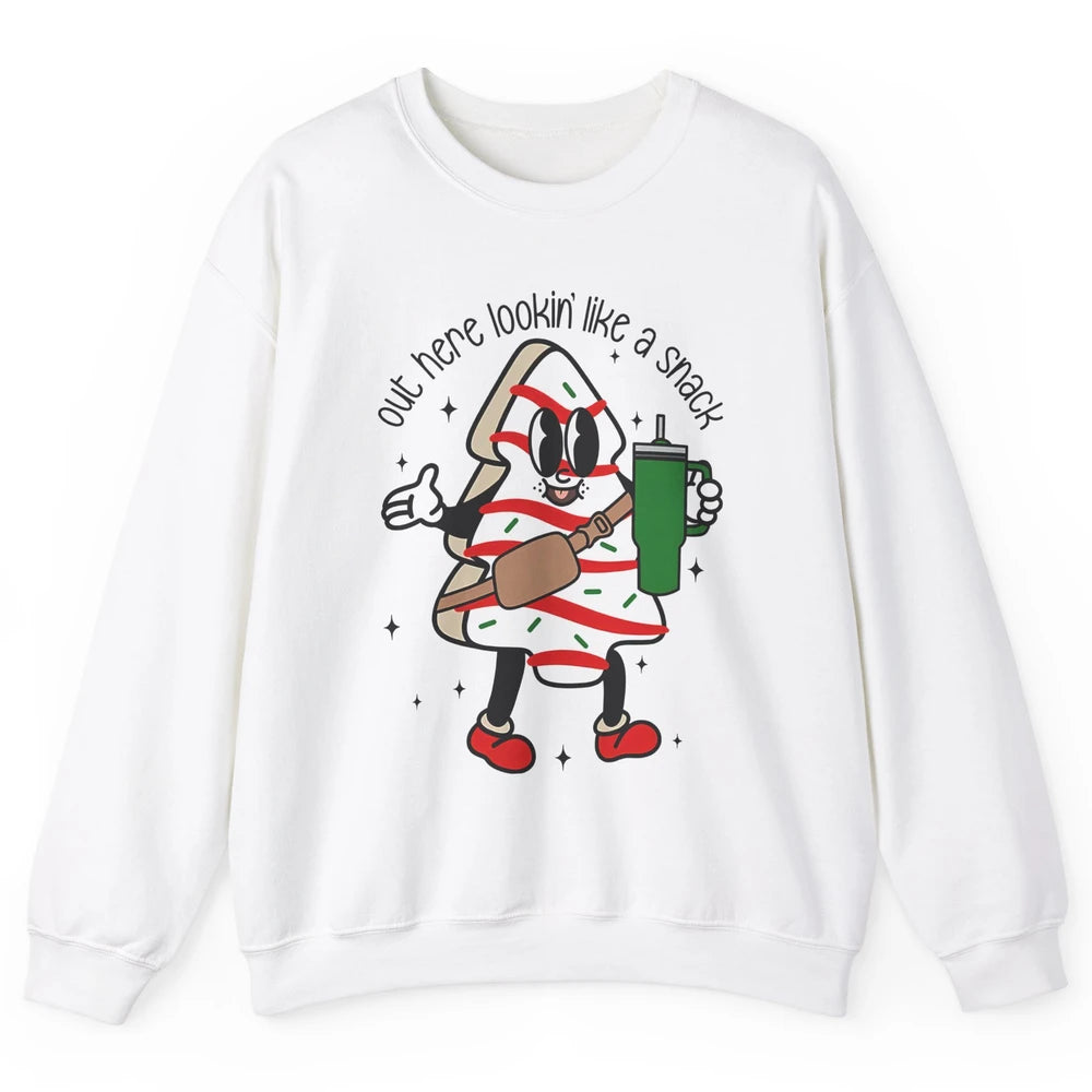 Funny Boo-jee Christmas Tree Cake Out Here Look Like A Snack Unisex Crewneck Sweatshirt