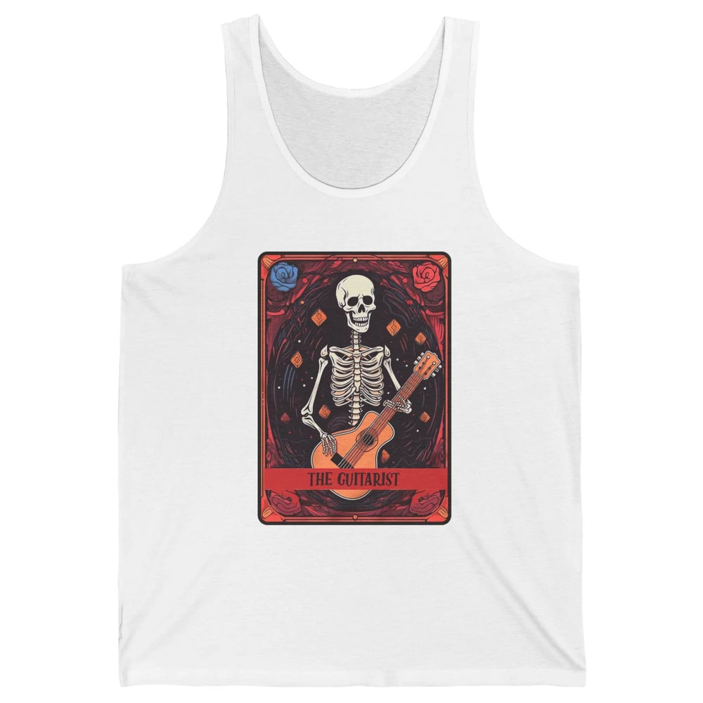 Retro Skeleton Musician The Guitarist Tarot Card Halloween Unisex Jersey Tank