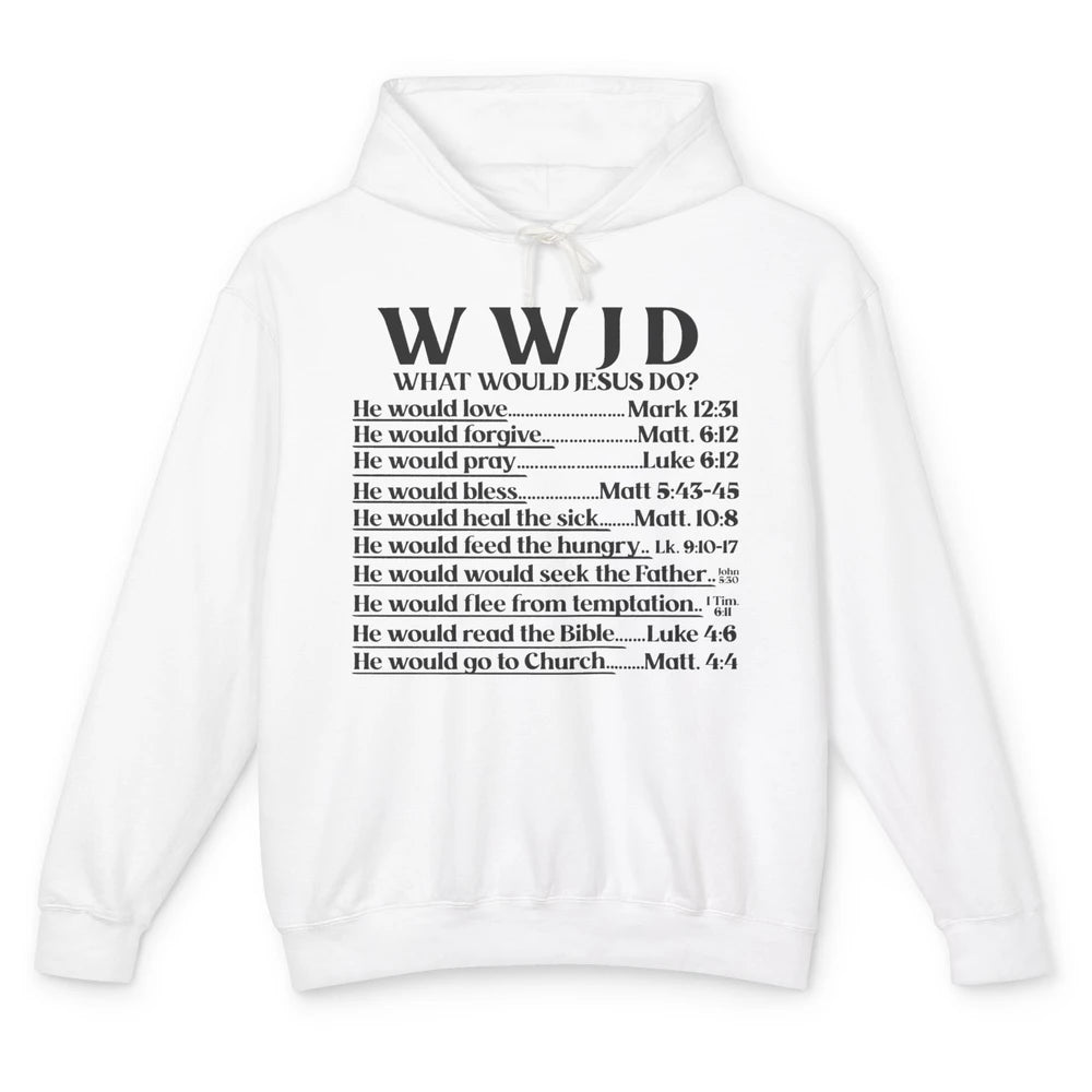 What Would Jesus Do Bible Verse Christian Religious WWJD Unisex Lightweight Hoodie