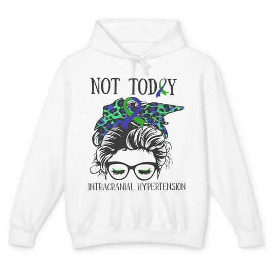 Not Today Intracranial Hypertension Leopard Messy Bun Mom Unisex Lightweight Hoodie