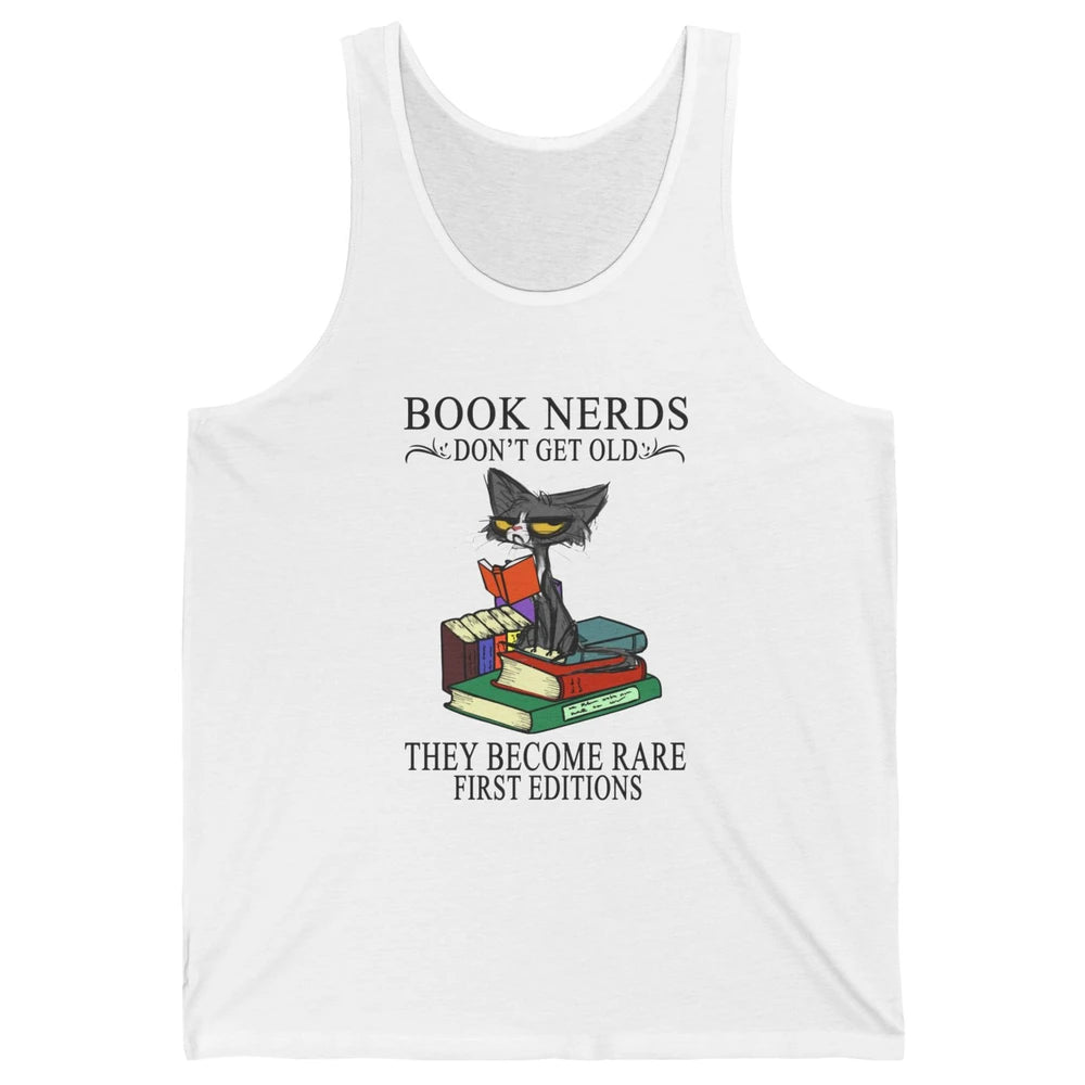 Cat Book Nerds Don't Get Old They Become Rare Reading Lovers Unisex Jersey Tank