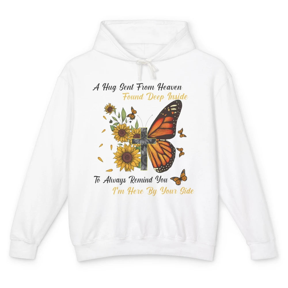 Butterfly Sunflower Jesus Cross Im By Your Side Heaven Angel Unisex Lightweight Hoodie