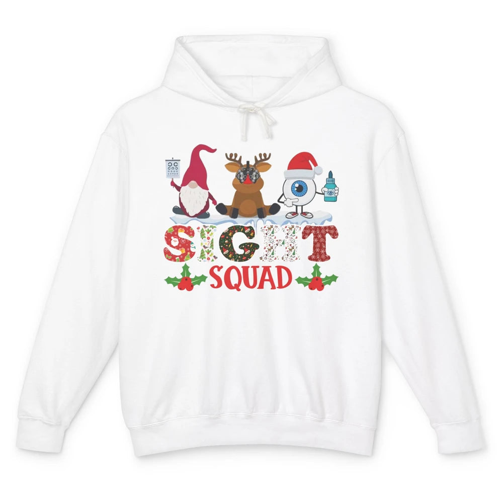 Optometrist Sight Squad Gnome Reindeer Optician Christmas Unisex Lightweight Hoodie