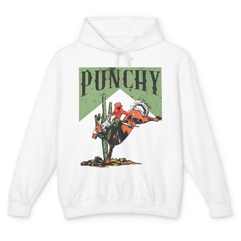 Retro Cowboy Rodeo Punchy Bucking Horse Western Country Unisex Lightweight Hoodie