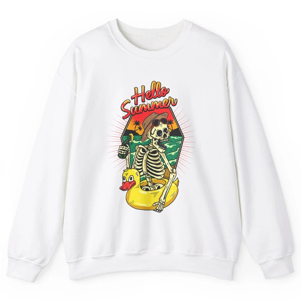 Summer Vibes Skeleton Funny Skeleton On Beach Sunset Unisex Crewneck Sweatshirt