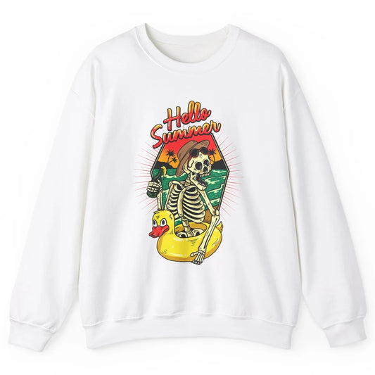 Summer Vibes Skeleton Funny Skeleton On Beach Sunset Unisex Crewneck Sweatshirt