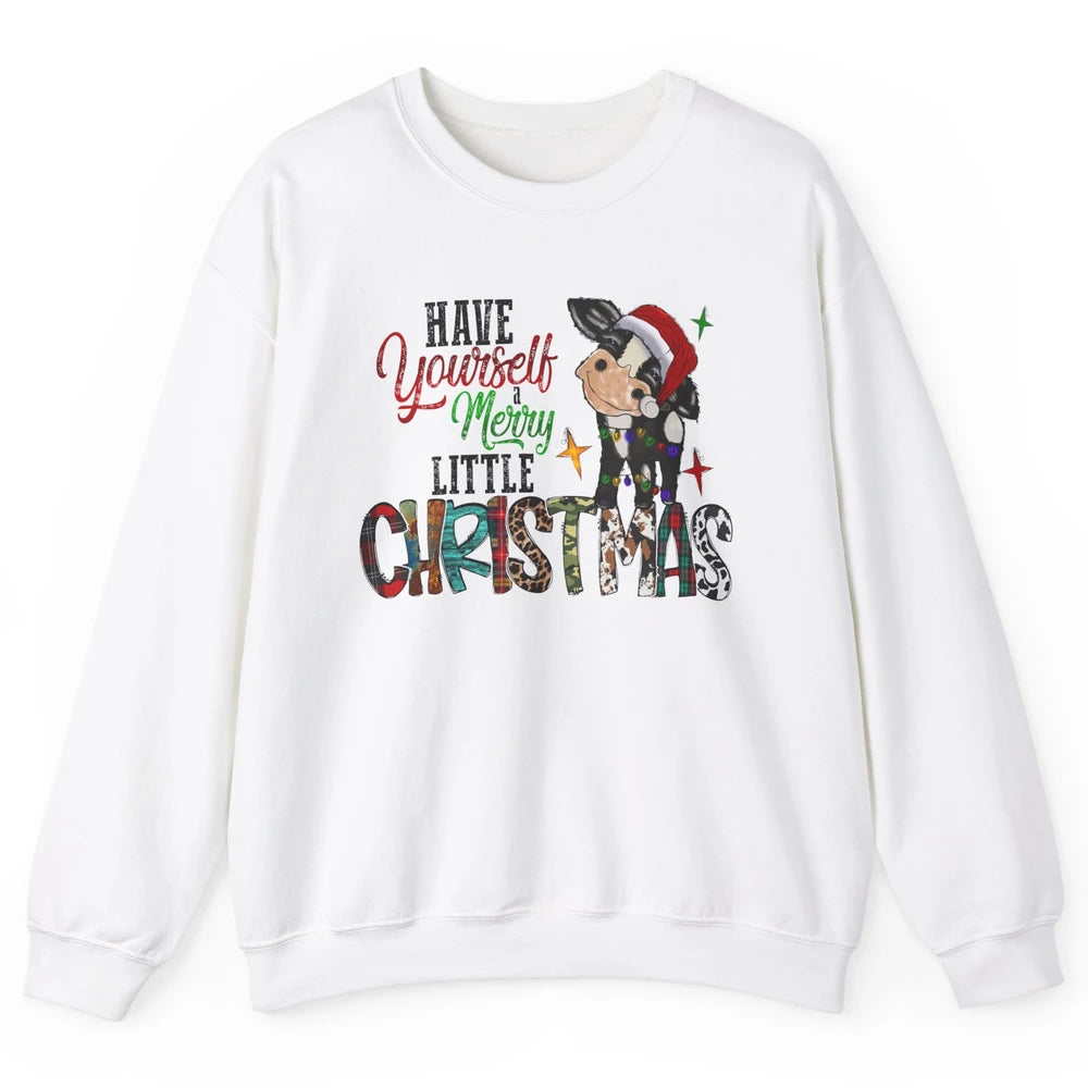 Cow Santa Have Yourself Merry Little Christmas Western Xmas Unisex Crewneck Sweatshirt