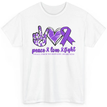 Small Fiber Neuropathy Purple Ribbon Peace Love Fight Classic Unisex T-Shirt