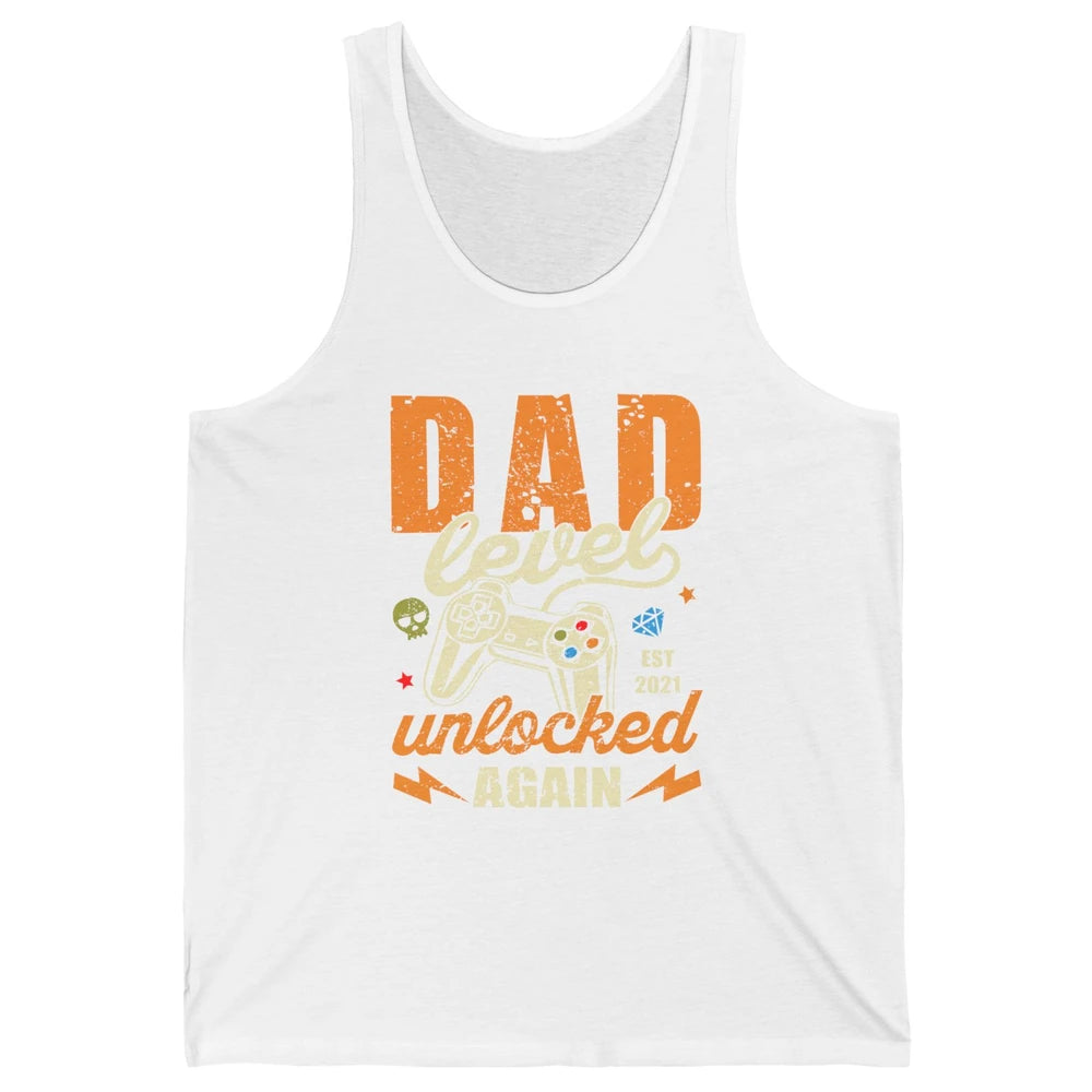 Vintage Dad Level Unlocked Again Est 2021 Game Lovers Gift Unisex Jersey Tank