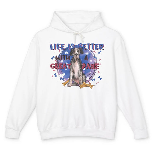 Life Is Better With A Great Dane Dog Mom Great Dane Lovers Unisex Lightweight Hoodie