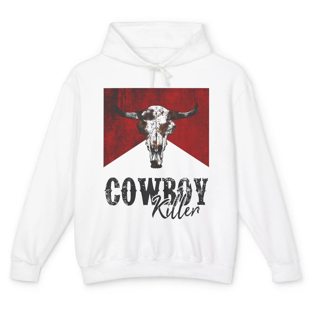 Retro Cow Skull Cowboy Killer Western Country Cowgirl Gift Unisex Lightweight Hoodie