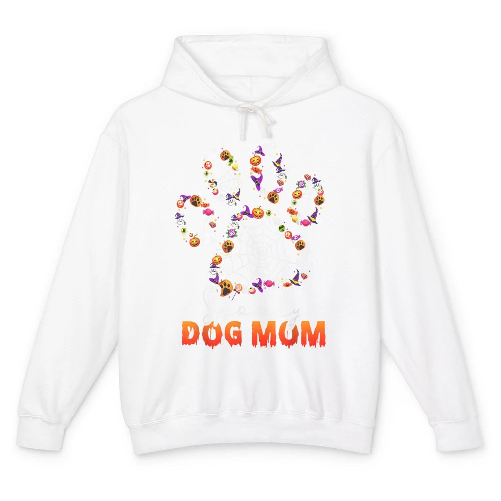 Cute Dog Mom Paw Mother Spider Happy Halloween Spooky Season Unisex Lightweight Hoodie