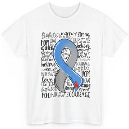 Diabetes Awareness Blue And Gray Ribbon Strong Brave Hope Classic Unisex T-Shirt