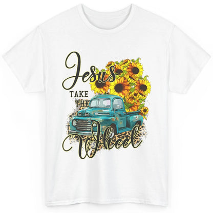 Sunflower Jesus Take The Wheel Christian Leopard God Bible Classic Unisex T-Shirt