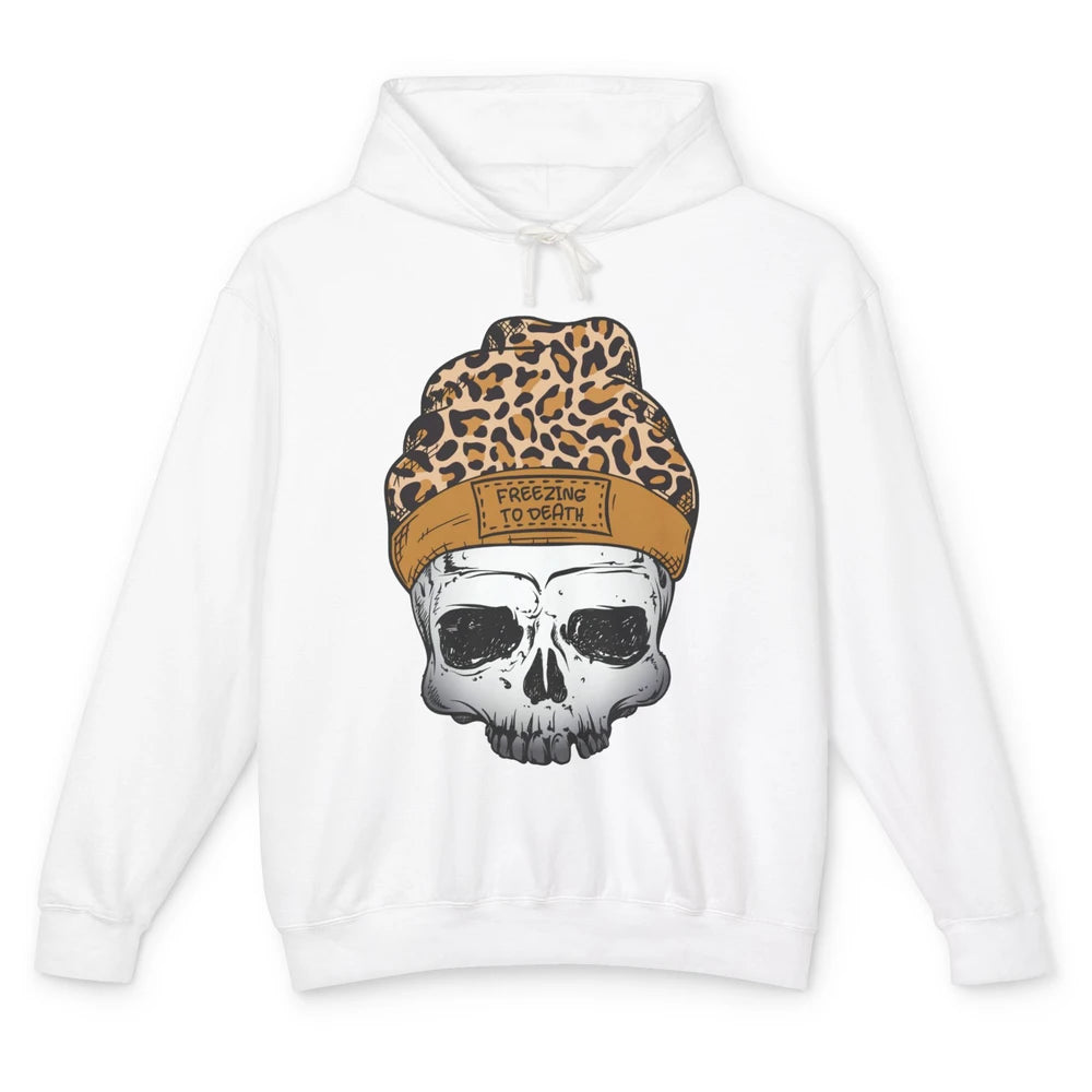 Leopard Skull Freezing To Death Snowflakes Christmas Winter Unisex Lightweight Hoodie