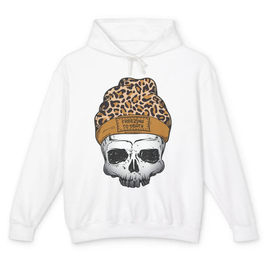 Leopard Skull Freezing To Death Snowflakes Christmas Winter Unisex Lightweight Hoodie