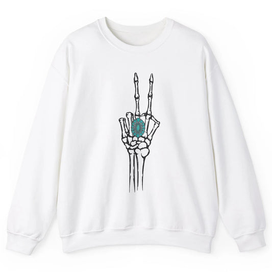 Retro Skeleton Turquoise Ring Western Future Bride Engaged Unisex Crewneck Sweatshirt