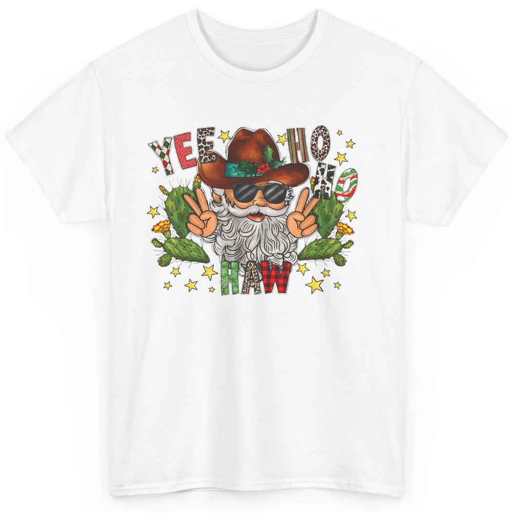 Leopard Santa Cowboy Yee Ho Haw Christmas Western Country Classic Unisex T-Shirt