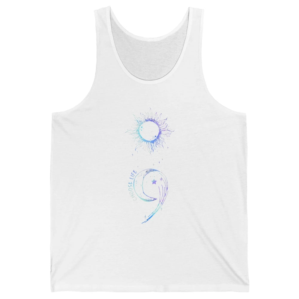 Semicolon Choose Life Moon Support Suicide Prevention Month Unisex Jersey Tank