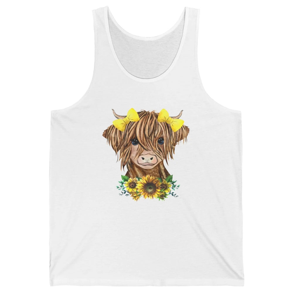 Baby Highland Cow Sunflower Western Country Heifer Cattles Unisex Jersey Tank