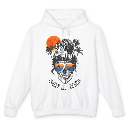 Funny Salty Little Beach Messy Hair Bun Skull Summer Holiday Unisex Lightweight Hoodie