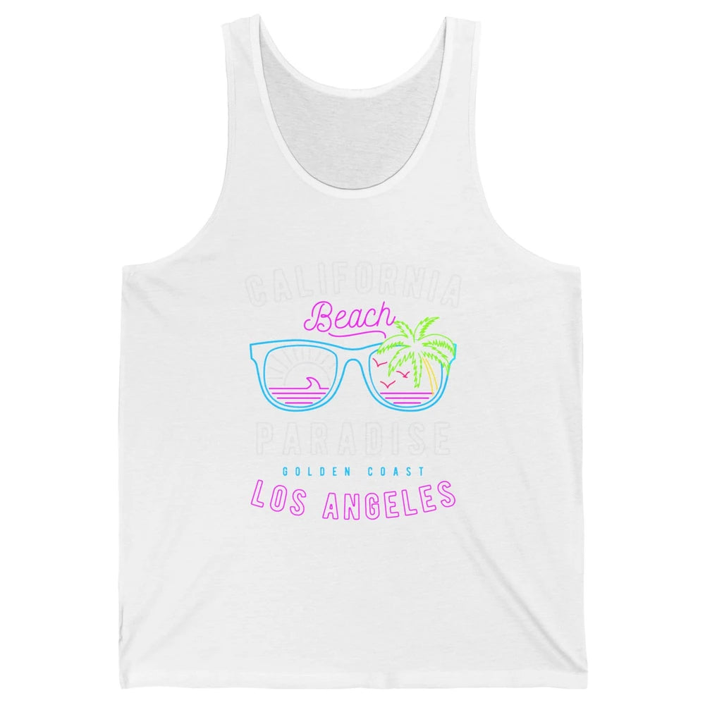 California Beach Paradise Los Angeles Golden Coast Neon 80s Unisex Jersey Tank