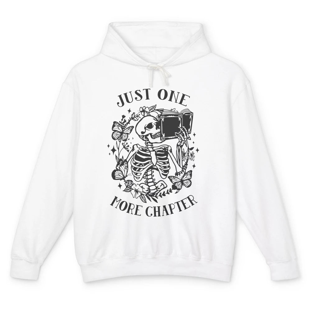 Funny Skeleton Reading Just One More Chapter Book Lovers Unisex Lightweight Hoodie