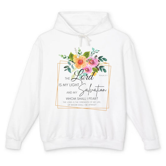 Floral Christian Lord Is My Light Salvation Bible Religious Unisex Lightweight Hoodie