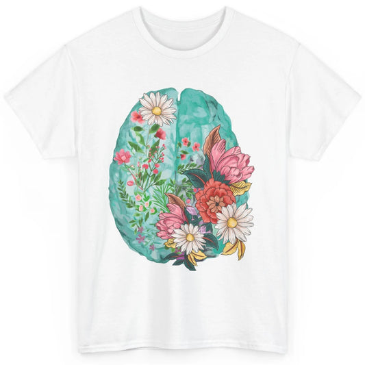 Wildflower Brain End The Stigma Floral Mental Health Matters Classic Unisex T-Shirt