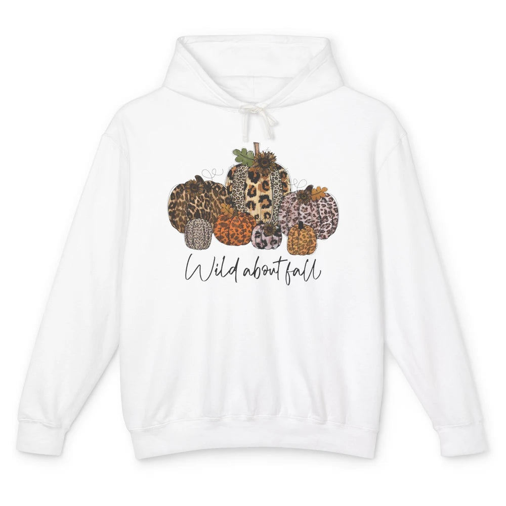 Leopard Pumpkin Patch Wild About Fall Thanksgiving Halloween Unisex Lightweight Hoodie