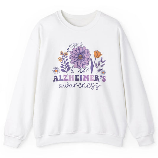 Alzheimer's Awareness Wildflower Dementia Inspirational Gift Unisex Crewneck Sweatshirt