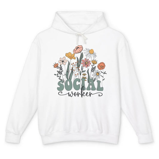 Social Worker Wildflower School Social Worker Teacher Gift Unisex Lightweight Hoodie