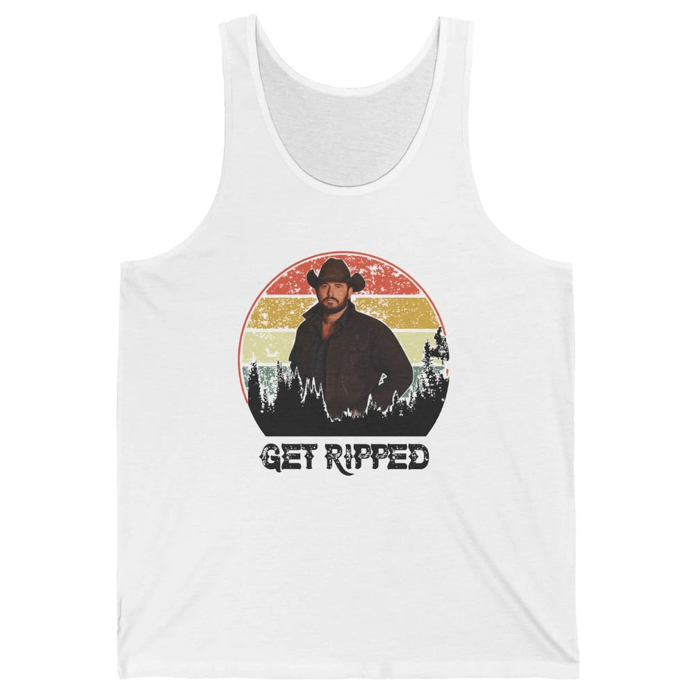 Vintage Cowboy Get Ripped Western Country Music Rodeo Dad Unisex Jersey Tank