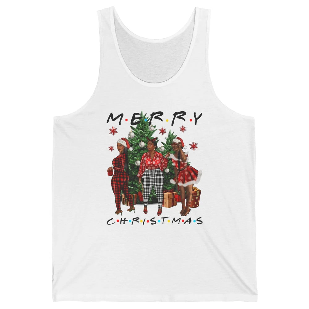 Merry Christmas African American Black Woman Xmas Afro Santa Unisex Jersey Tank