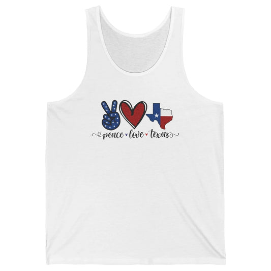 US Flag Peace Love Texas State Map Texan Pride Western Unisex Jersey Tank