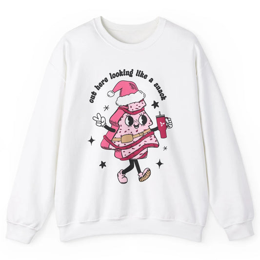 Funny Boo-jee Christmas Tree Cake Out Here Look Like A Snack Unisex Crewneck Sweatshirt