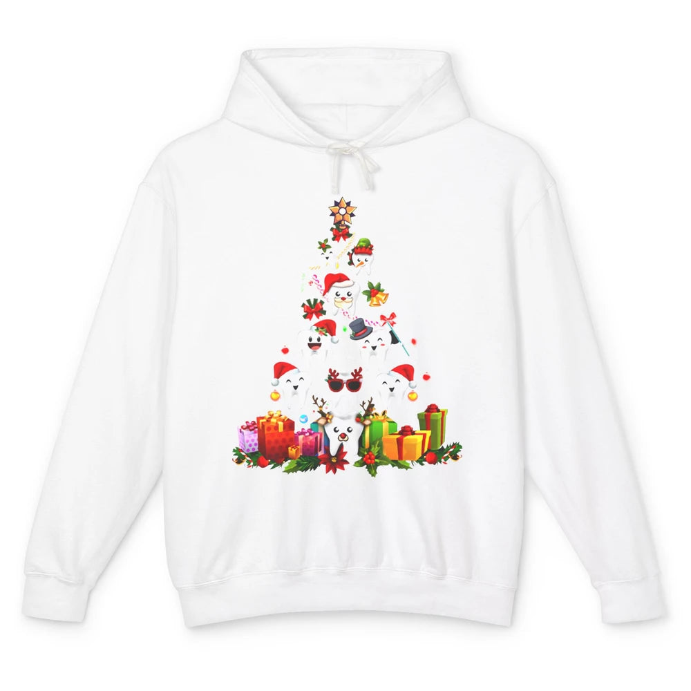 Funny Dentist Cute Teeth Christmas Tree Dental Christmas Unisex Lightweight Hoodie