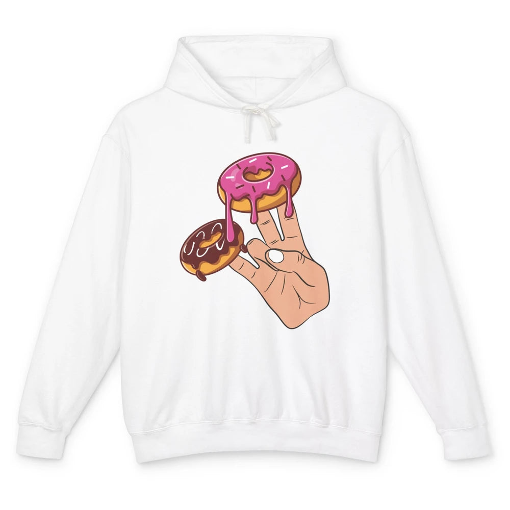 Funny Donut Two In Pink Shocker Men Women Sarcastic Doughnut Unisex Lightweight Hoodie