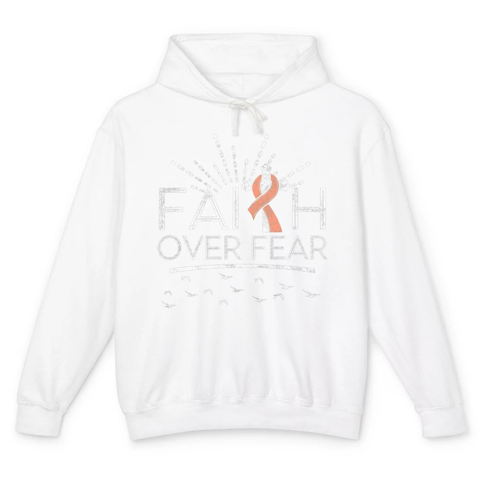 Faith Over Fear Peach Ribbon Uterine Cancer Awareness Month Unisex Lightweight Hoodie