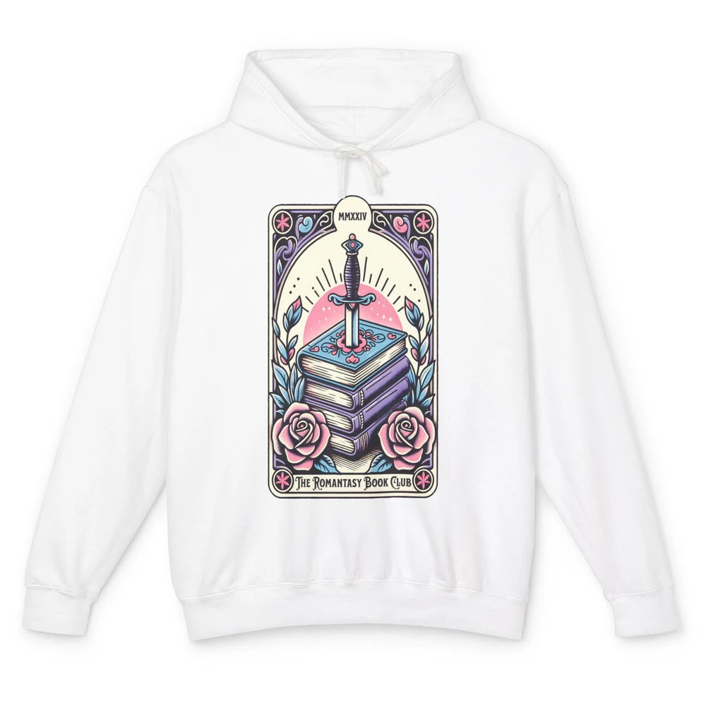 Romantasy Book Club Pastel Tarot Card Sword Floral Reading Books Bookish Bookworm Unisex Lightweight Hoodie