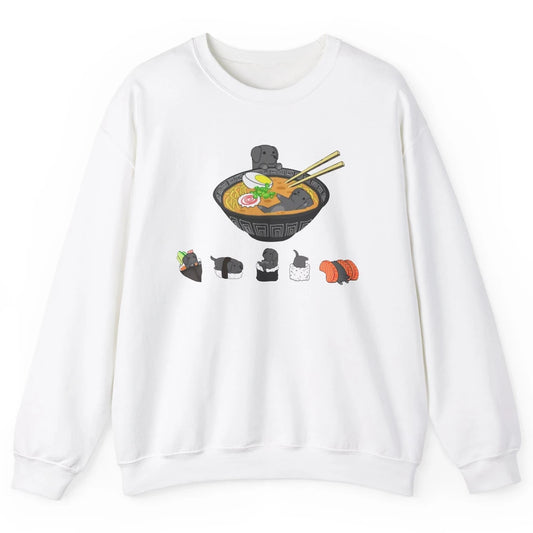 Black Labrador Sushi Ramen Bowl Japanese Kawaii Dog Mom Unisex Crewneck Sweatshirt