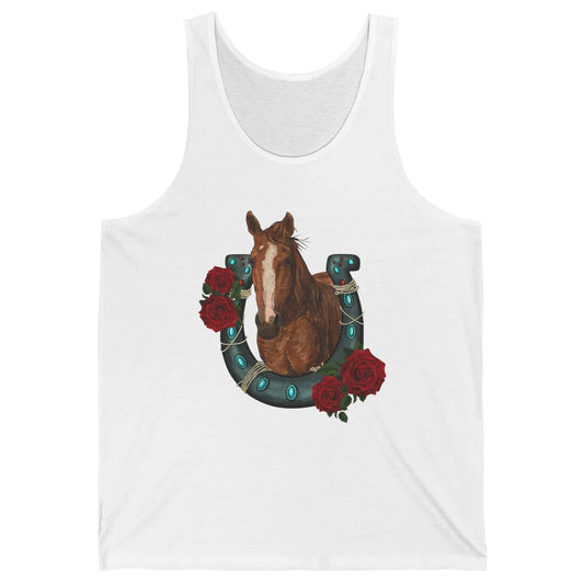 Western Country Texas Cowgirl Floral Horseshoe Horse Riding Unisex Jersey Tank