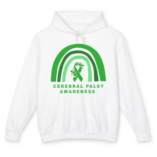 Cerebral Palsy Awareness Floral Green Rainbow Brain Disease Unisex Lightweight Hoodie