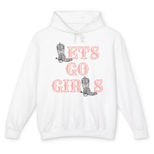 Cool Lets Go Girl Cowgirl Cowboy Boots Western Vintage Rodeo Unisex Lightweight Hoodie