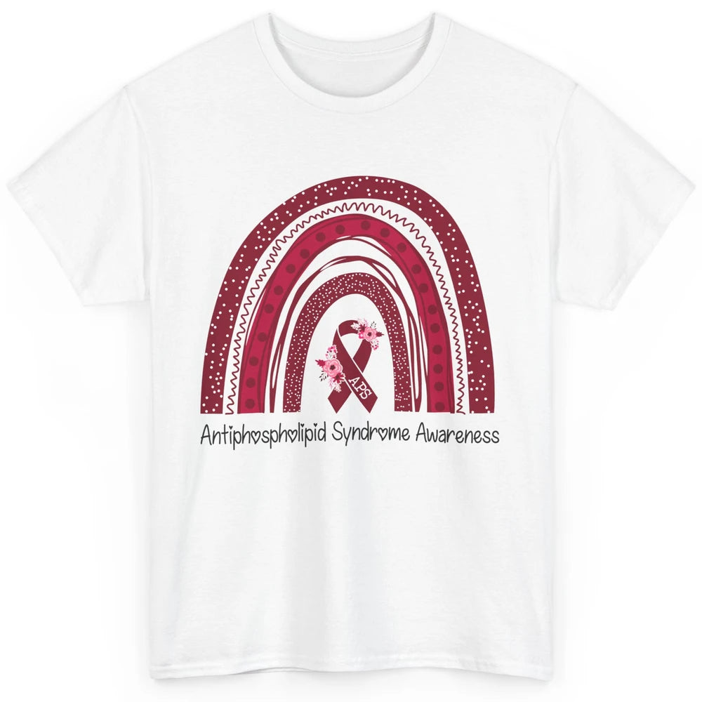 Antiphospholipid Syndrome Awareness APS Burgundy Rainbow Classic Unisex T-Shirt