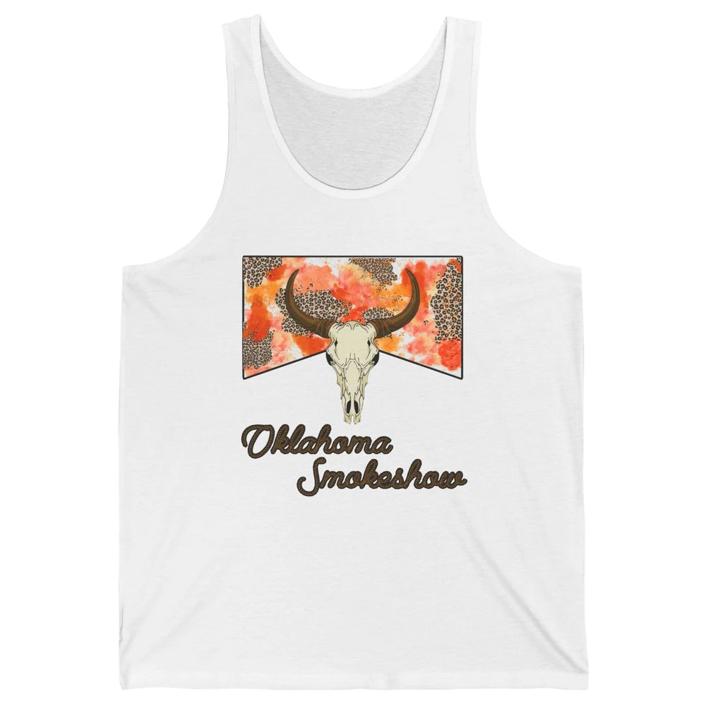 Boho Bull Skull Cow Print Oklahoma Smokeshow Western Country Unisex Jersey Tank