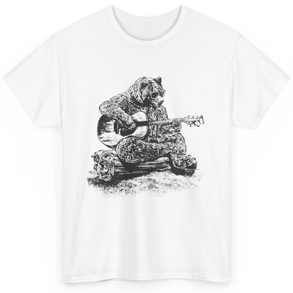 Funny Bear Playing Guitar Bear Guitarist Musician Bassist Classic Unisex T-Shirt