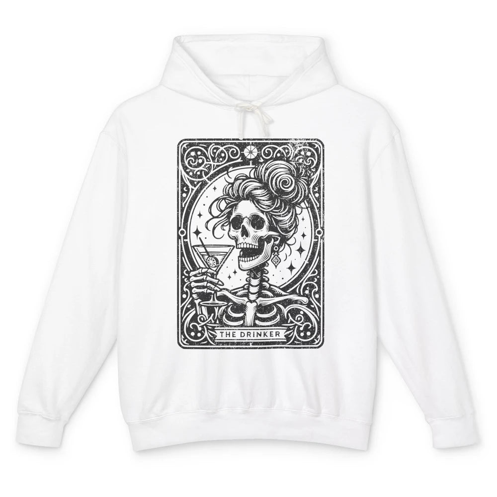 Skeleton The Drinker Tarot Card Halloween Drunk Mom Drinking Unisex Lightweight Hoodie