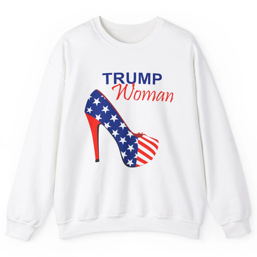 Trump Woman American Flag High Heel Republican Trump Support Unisex Crewneck Sweatshirt